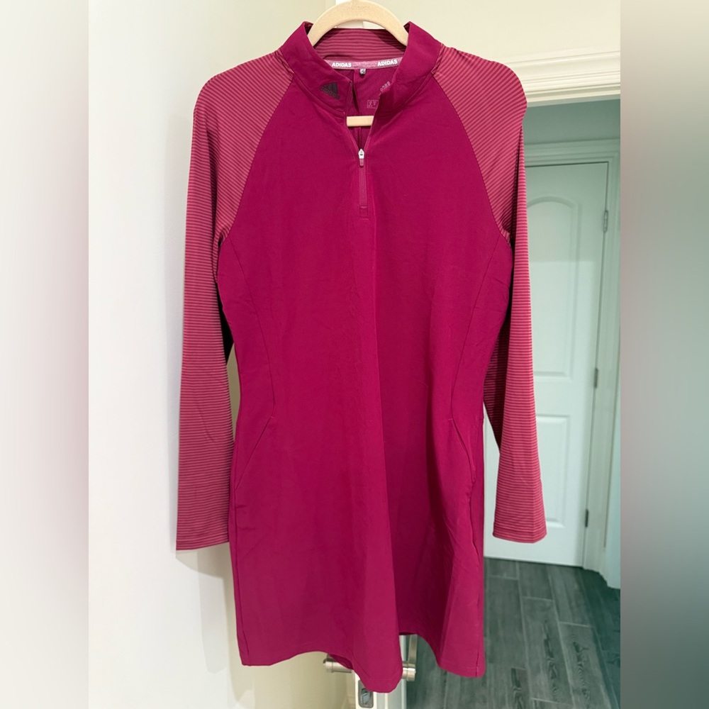 Adidas Maroon Quarter-Zip Dress